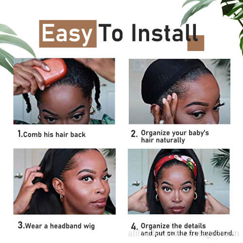 Yaki Straight Synthetic Headband Wig For Black Women